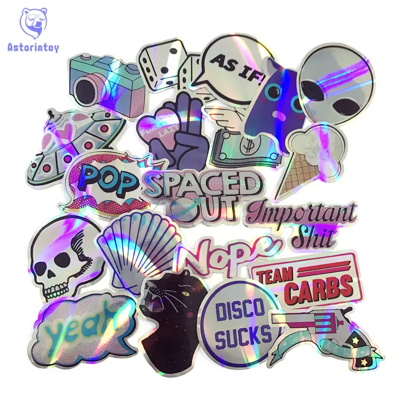 

20pcs UFO style skull camera bling bling stickers skateboard decal Notebook trolley case backpack Table PVC car DIY Cool sticker