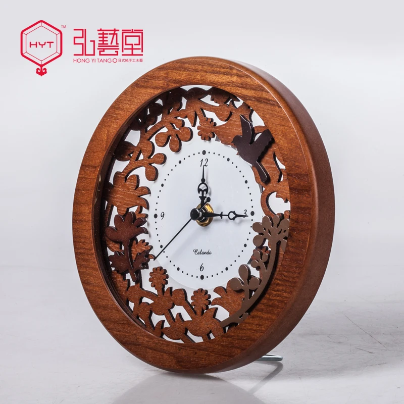 Fashion desktop clock rustic brief wood carved decoration clock and font b watch b font wood
