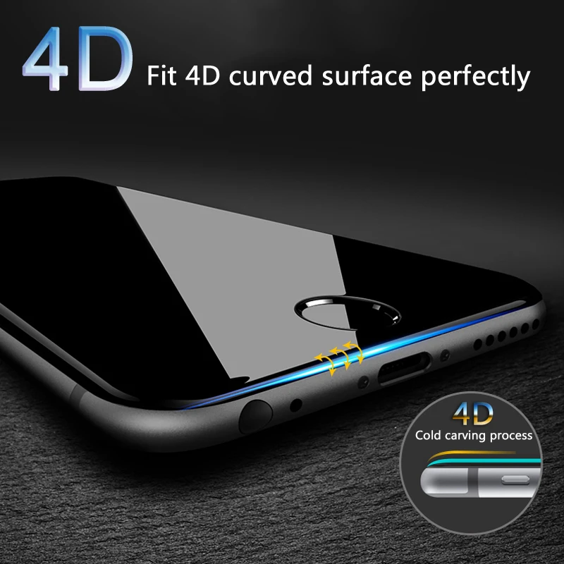 Закаленное стекло TOMKAS 4D с закругленными краями для iPhone 7/6 6s, стекло 5D, защита экрана, полное покрытие, стекло для iPhone 7, 6, 6s Plus, пленка