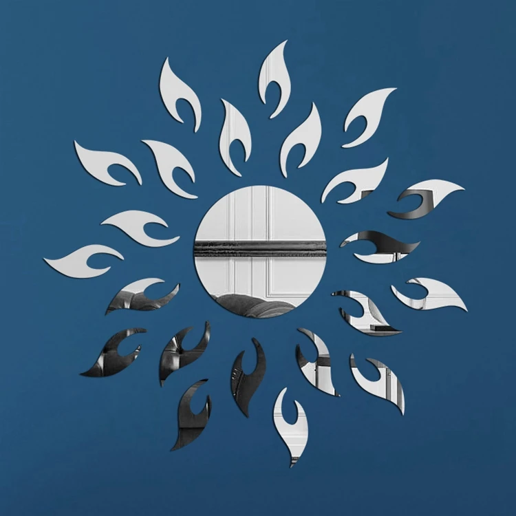 New Sun Style Acrylic Mirror Wall Stickers For Kids Rooms Decal Modern Design 3D Sticker For