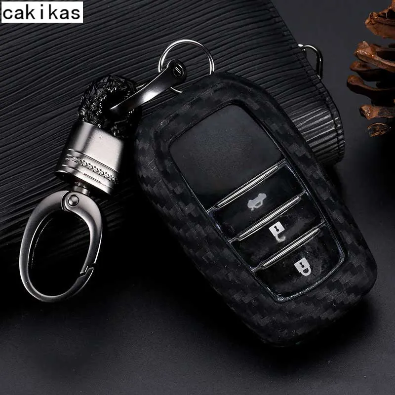 Силиконовый чехол брелок из углеродного волокна для Toyota Auris Camry Rav4 Corolla Prado Yaris enza