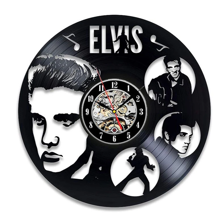 New Horloge Murale Saat Elvis Presley Wall Clock Design For Vinyl Record The King Of Rock Clocks Watch Home Decor 12 Inch