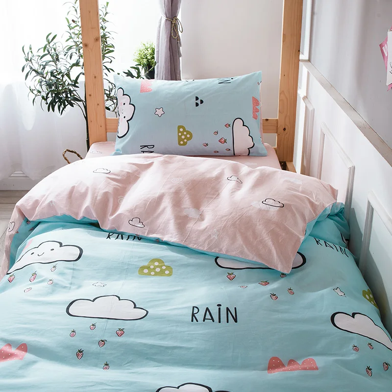 2019 new Cartoon rain Blue and pink Bedding Sets Soft Kids Duvet Cover Set Quilt cover Bed Set Single Pillow Case Bedclothes 2019 new Cartoon rain Blue and pink Bedding Sets Soft Kids Duvet Cover Set Quilt cover Bed Set Single Pillow Case Bedclothes