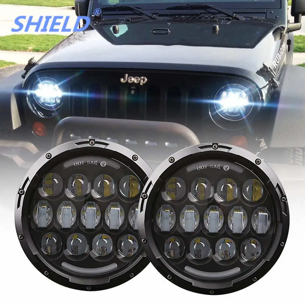 

80W 7 inch Round LED Headlight with DRL High Low Beam for Jeep Wrangler 97-2017 JK TJ LJ JKU Rubicon Sahara Hummer H1 H2