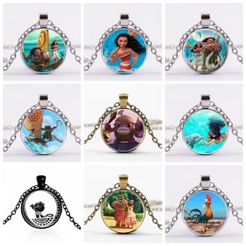 

Movie Anime Princess Moana Principessa Baby Maui Necklace Pendant Silver Bronze Black Chaveiro Llavero Figure Model Toys Gifts