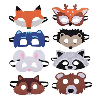

8 Pieces Forest Friends Felt Children Animal Mask for Birthday Party Favors Dress-Up Costume kids Cosplay Eye masks