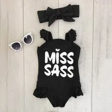 Купальный костюм для девочек; коллекция года; купальный костюм с оборками и буквенным принтом для маленьких девочек; купальный костюм; летняя пляжная одежда; размеры 40-45