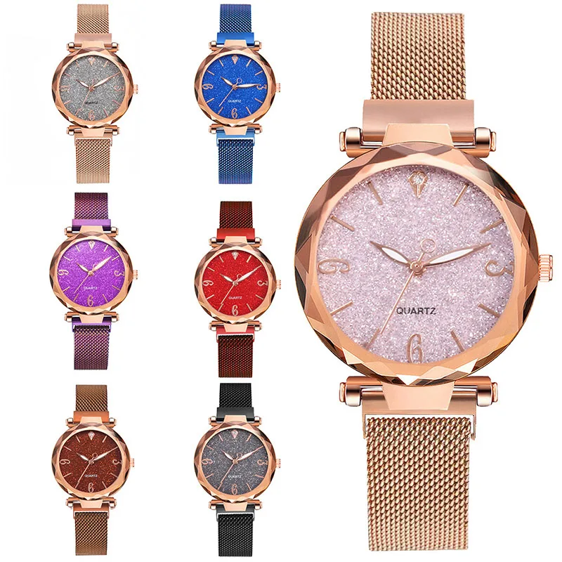 Розовые женские часы,, Роскошные, магнитные, для девушек, розовое золото, сетка, наручные часы, женские часы, Relogio Feminino Montre Femme, Прямая поставка
