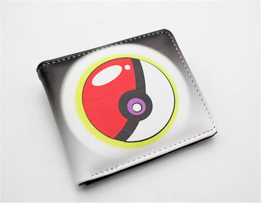 Короткий кошелек из искусственной кожи Pokemon Pikachu, двойной держатель для карт с фото, кошелек из кожи для мальчиков и девочек, мужские кошельки на кнопке с 3D-принтом