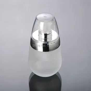 

Wholesale 30ml glass bottles,Frosted Transparent lotion bottles with Silver Ring pump,cosmetic container,Essence bottles