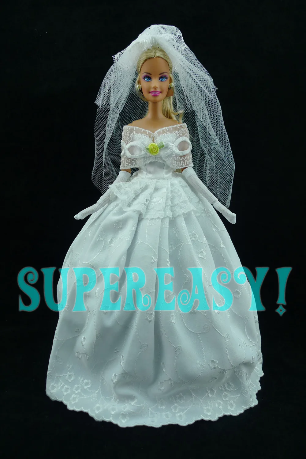 gorgeous wedding dress princess gown veil gloves party costume clothes for barbie doll white colour kid birthday toy gift - Colour Kid gorgeous wedding dress princess gown veil gloves party costume clothes for barbie doll white colour kid birthday toy gift - Colour Kid