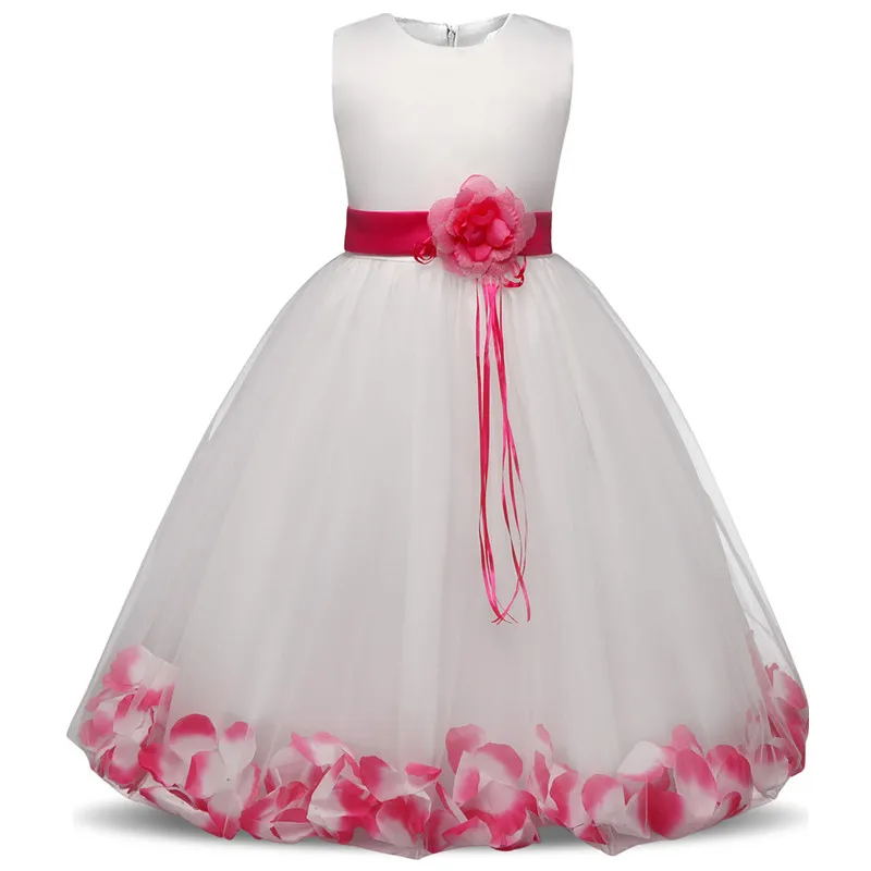Свадебное платье с цветочным узором для маленьких девочек детская одежда с лепестками Феи вечерние платья для девочек детская одежда нарядное платье для девочек-подростков 4, 6, 8, 10 лет