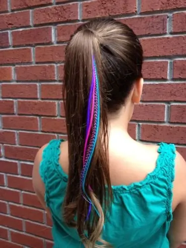 hair feather feathers extensions rooster rainbow clip beads grizzly bonus loop tool colors lily rain kit nat dyed 1set whiting