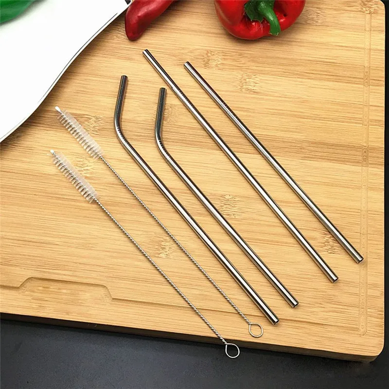 2 Pcs/Set Thick Metal Drinking Straw Reusable Premium 304 Stainless Steel Drinking Straws Straight Tube With Cleaner Brush 2 Pcs/Set Thick Metal Drinking Straw Reusable Premium 304 Stainless Steel Drinking Straws Straight Tube With Cleaner Brush