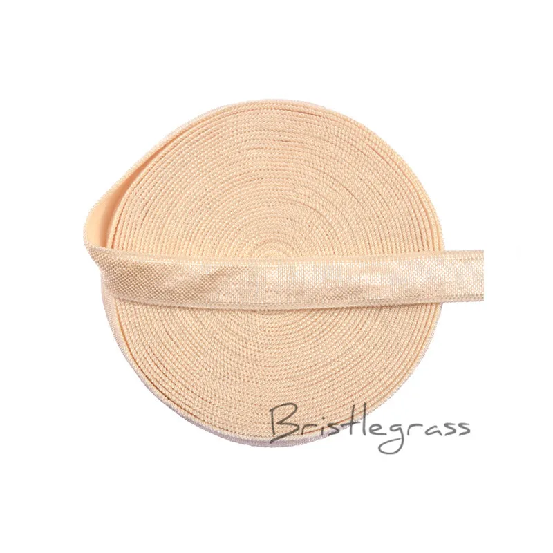 

BRISTLEGRASS 5 Yard 3/8" 10mm Nude Spandex Satin Band Shiny Non-fold Over Elastics Headband Dress Bra Strap Lace Trim DIY Sewing