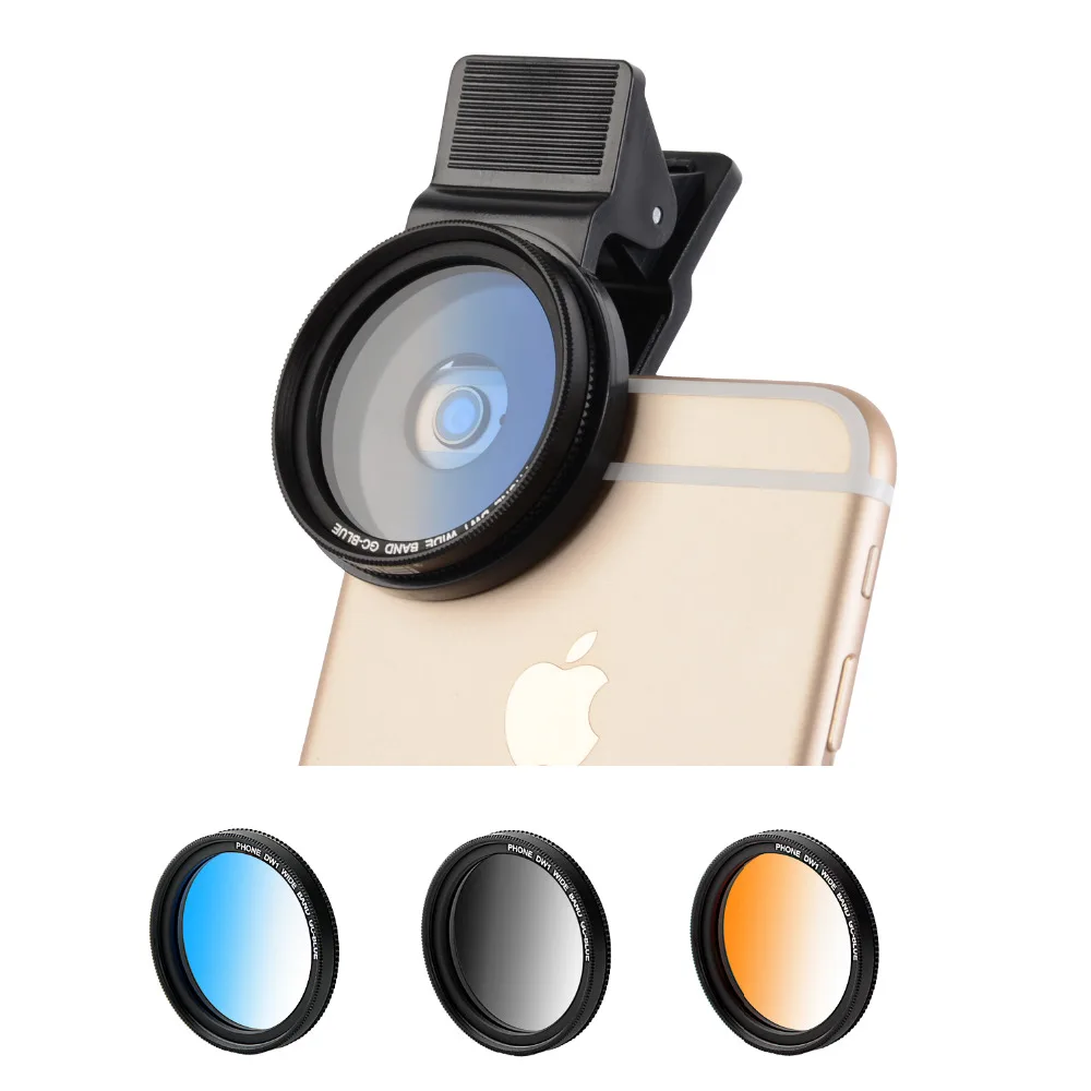 

ZOMEI M2 37MM Professional 37MM Mobile Phone camera Gradually Color Lens Filter Kit + Lens Clips Set For Iphone For Samsung