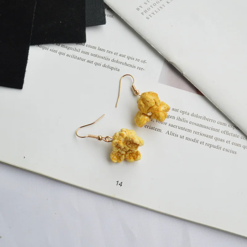 

New Arrival Funny Popcorn Fried Chicken Food Drop Earrings for Women Girl DIY Handmade Creative Unique Dangle Earrings Jewelry