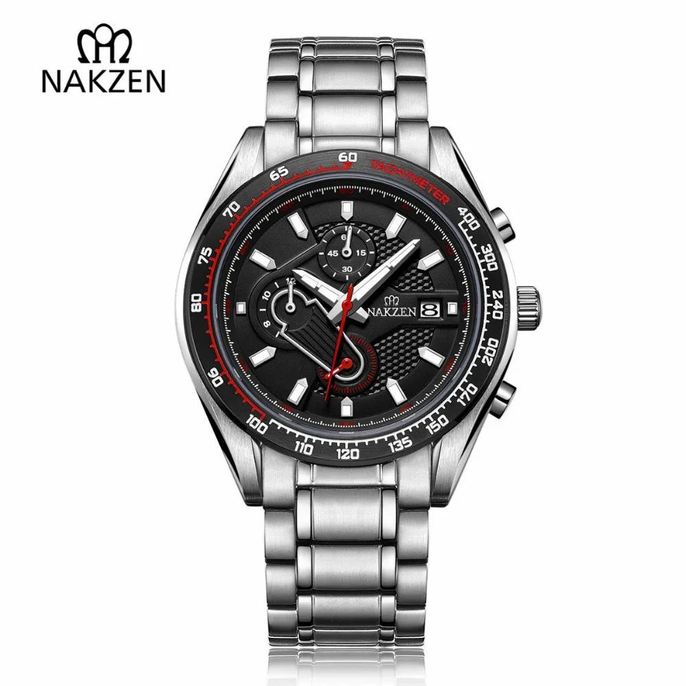 Nakzen homem esportes multifunções luminoso relógio de mergulho masculino quartzo relógios à prova dwaterproof água composto dial relógio de pulso relogio masculino