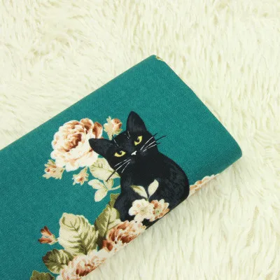 Половина ярда импорт утолщаются Чистый хлопок ткань с японской розой кошка печати, ручная работа DIY одеяла рот Золотая посылка мешок ткани A878