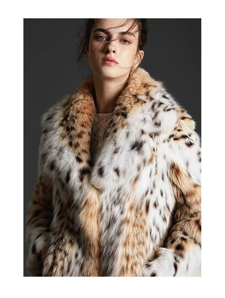 Sju2018 high luxury product imports the bobcats big long coat in female fur coat lapels