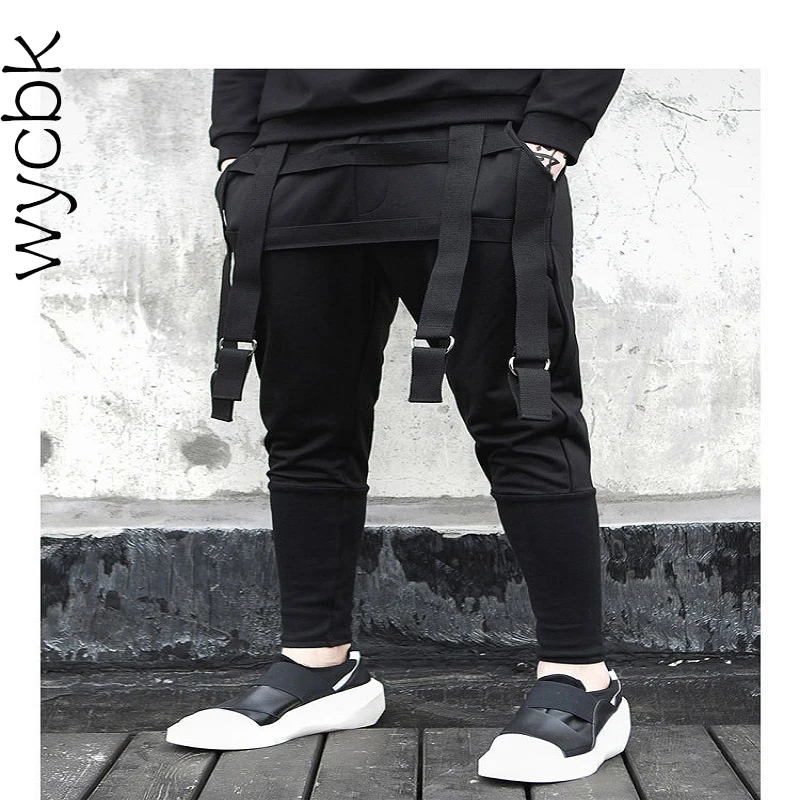 

wycbk Autumn Casual Men Pants Solid Black Jogger Male Romper Sweatpants Drawstring Leggins Hombre Mens Trousers