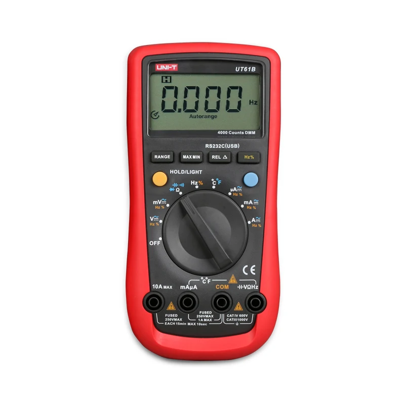 UNI T UT 61B UT61B Современные Цифровые мультиметры 4000 отсчетов DMM AC DC V/A/HZ Meter с