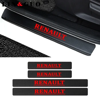 

4pcs Door Carbon Fiber Car Scuff Plate sticker Vinyl Decal sticker for Renault duster megane 2 logan renault clio