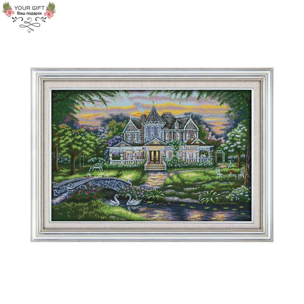 Joy Sunday F849 14CT 11CT Counted and Stamped Home Decor The Manor Needlepoints Embroidery DIY Cross Stitch Kits | Дом и сад