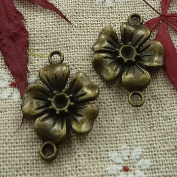 

150 pieces bronze plated flower connectors 27x18mm #1323