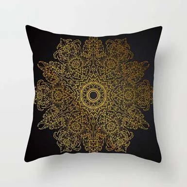 Fuwatacchi Цветочная подушка, Золотая мандала, черная Золотая наволочка, декоративная наволочка, наволочка для дивана - Цвет: PC02397