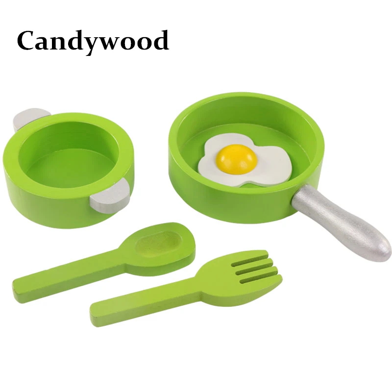 Candywood 5 stücke Baby Holz Küche Spielzeug Kochtopf Pan Set magnetische ei bildung lebensmittel spielzeug für Kinder kinder mädchen geschenk