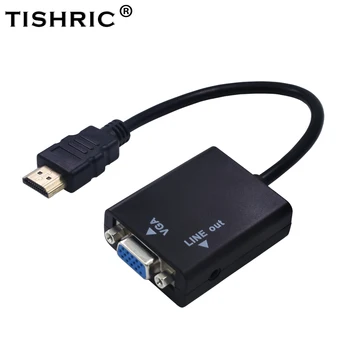 

TISHRIC High Quality HDMI To VGA Adapter HDMI2VGA HD 1080P Male to Female Digital to Analog Audio video Converter Cable for PC