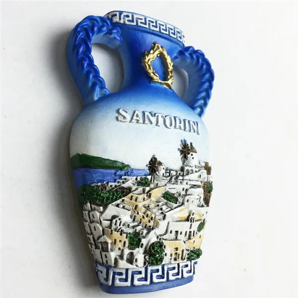 Greece Santorini Island Flower Vase Tourist Souvenir Fridge Magnets - 2