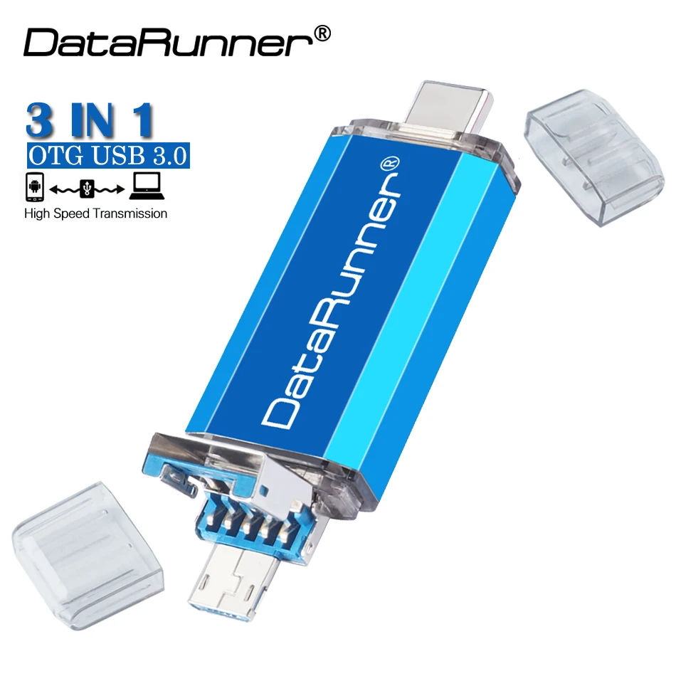

New DataRunner Usb Flash Drive 128gb OTG Pen Drive 32gb 16gb 64gb High Speed Pendrive 3 in 1 Micro Usb Stick Type C Flash Drive