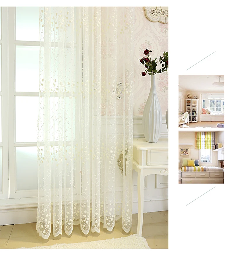 Korean Embroidery Luxury Flowers Lace Bedroom Tulle Drapes Window Treatments Screening Sheer Voile Curtains For Living Room #4