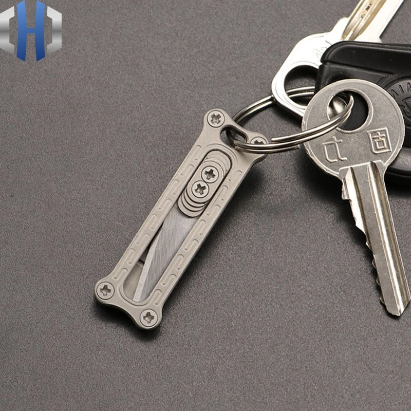 EDC دفع السكاكين في الهواء الطلق بقاء البسيطة التيتانيوم خلفيات سكين انقسام صريحة قطعة أثرية المحمولة صندوق قابل للحمل سكين