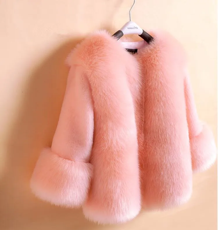 girls faux fur coats little girl pink jacket with Fur O-Neck Children's Faux Fox Fur clothes Long Sleeve Soft Fur winter coats girls faux fur coats little girl pink jacket with Fur O-Neck Children's Faux Fox Fur clothes Long Sleeve Soft Fur winter coats