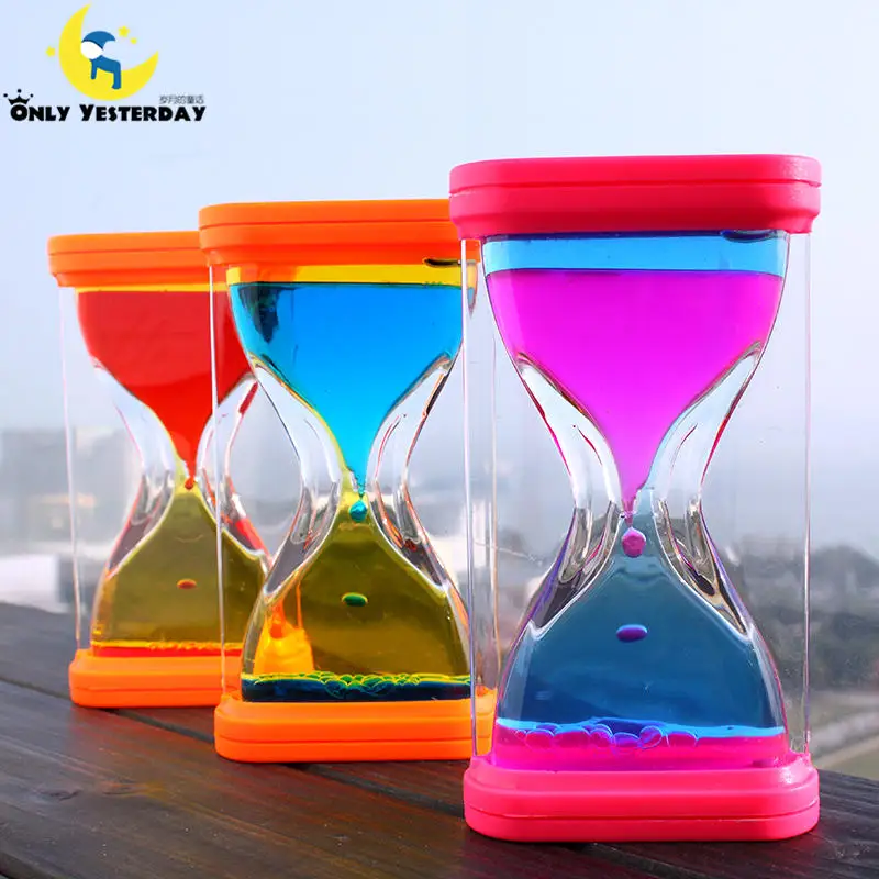 Fashion Home Decoration Two Colors Oil Liqiud Hourglass With Bubbles