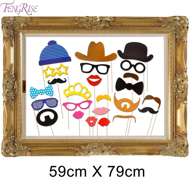 Fengrise 24 Pieces Photo Booth Props Vintage Wedding Antique Picture Fengrise 24 Pieces Photo Booth Props Vintage Wedding Antique Picture Frame Decoration Birthday Party Funny Photobooth