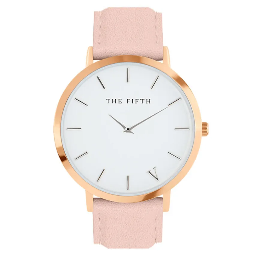 

2018 Top Brand THE FIFTH Casual Mens Watches lady dress watch women Casual Leather quartz-watch Analog wristwatch Gifts Watches