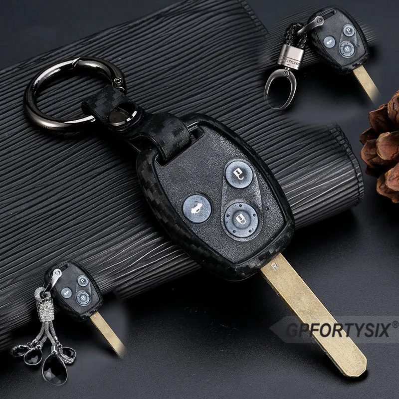 

Carbon Fiber Silicone Car Key Case Cover Holder Keychain For HONDA Accord Civic CRV Pilot Fit 2007 2008 2009 2010 2011 2012 2013