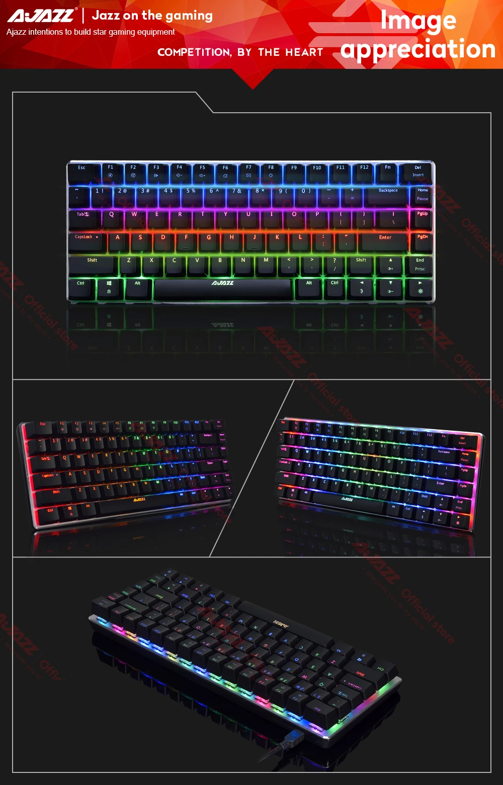 Ajazz AK33 gaming keyboard 82 ключи Русский/Английский RGB подсветкой эргономичный проводной/беспроводной механическая клавиатура бесконфликтного