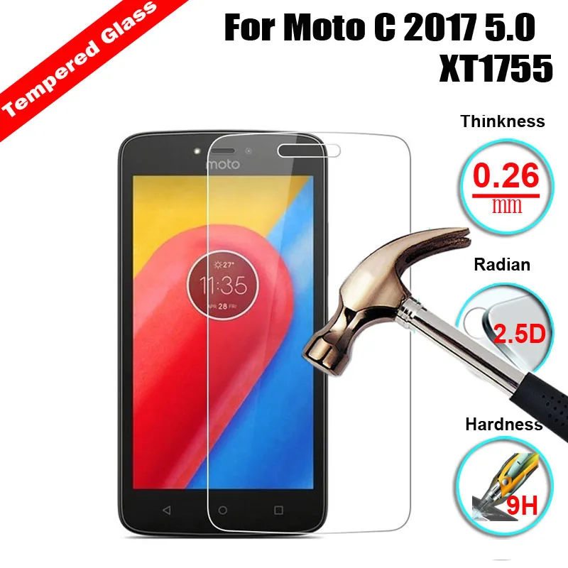 XSKEMP 2Pcs/Lot 2.5D 9H HD Premium Tempered Glass Film For Motorola Moto C 2017 5.0 XT1755 Explosion Proof Screen Protector Case | Мобильные