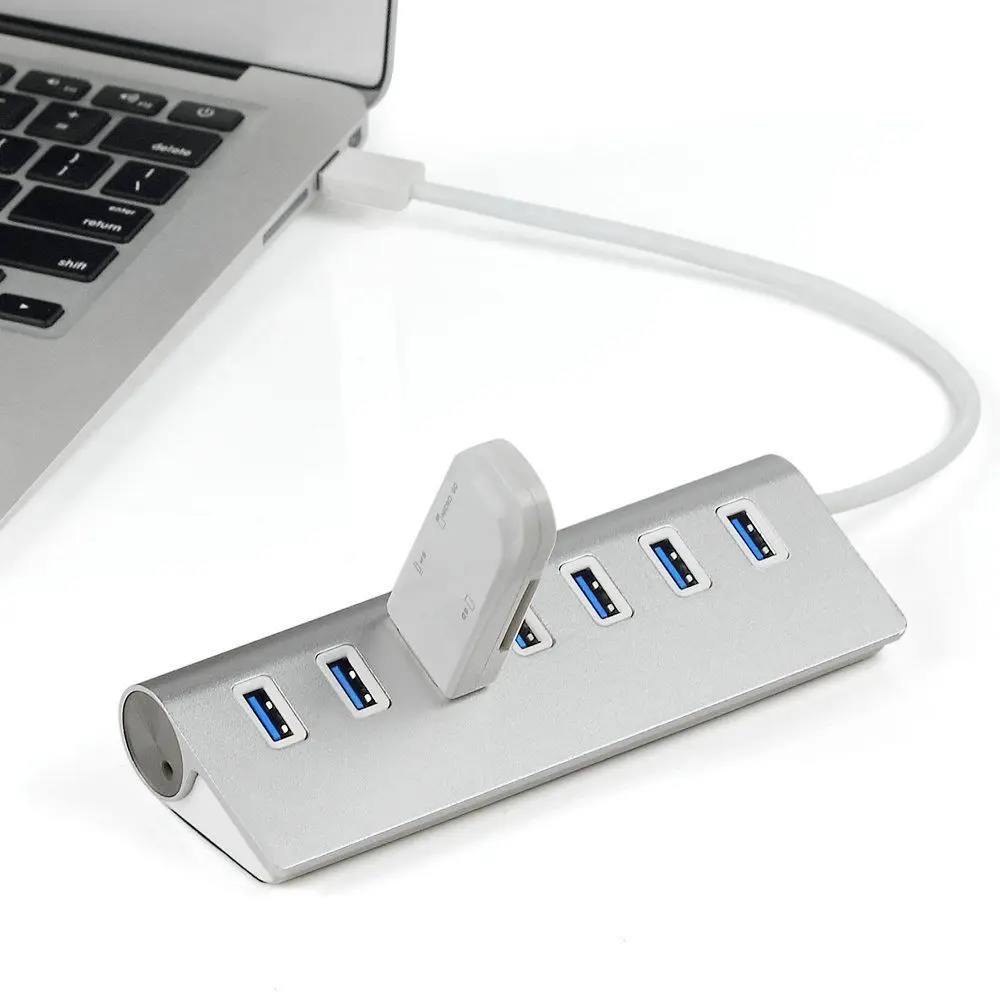 7 портов Алюминиевый USB 3,0 концентратор 5 Гбит/с высокоскоростной+ адаптер питания переменного тока для ПК ноутбука Mac US EU UK plug
