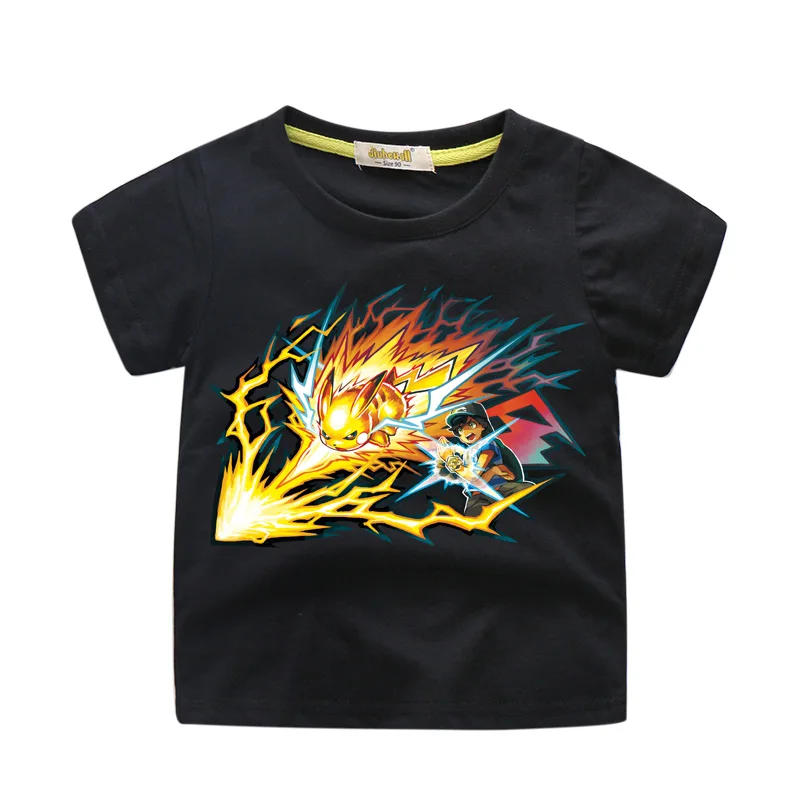 

Children Summer Clothing Boy Girls Short Sleeve Tee Tops Clothes For Kids 3D Cartoon Pokemon Print T-shirt Baby Tshirt WJ071