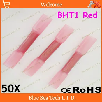 送料無料50ピース/ロットbht1レッド熱収縮バットコネクタとスプライス0.5平方ミリメートル、22-16 awgワイヤー良い品質
