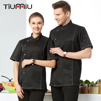 

Chef Food Service Short Sleeve Jacket Barber Unisex Work Clothes Bakery Canteen Sushi Cake Shop Waiter Waitress Cook Shirt