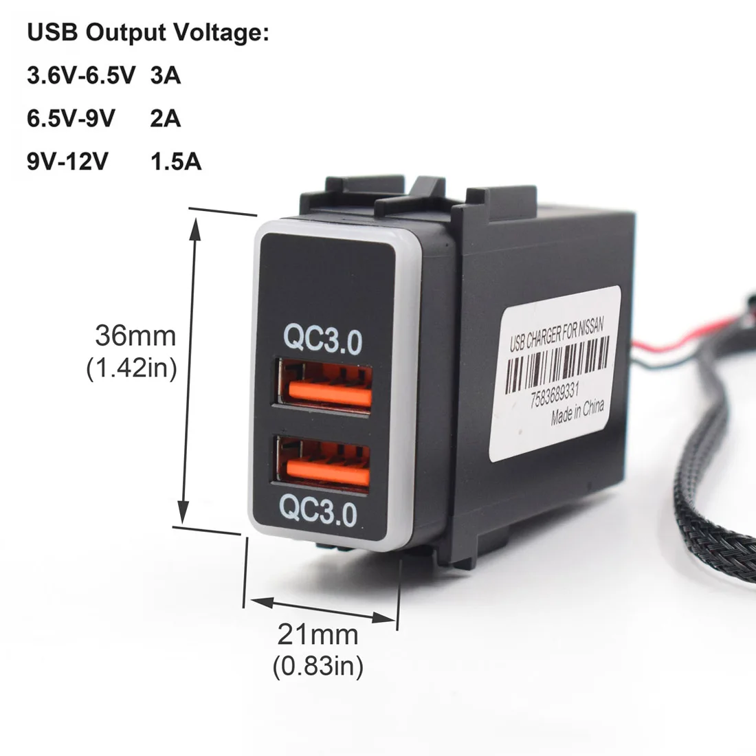 XCGaoon специальный QC3.0 Quickcharge 2 разъем USB Автомобильное зарядное устройство адаптер для NISSAN, power Преобразователь мощности