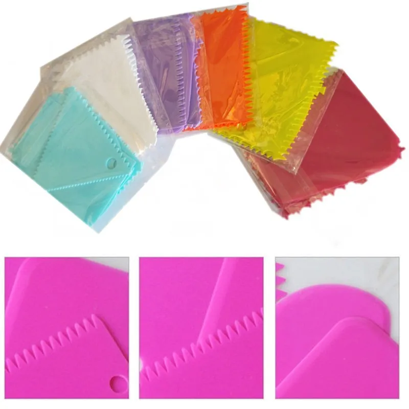 3PCS/Set High Quality Colorful Multifunctional Irregular Teeth Edge DIY Cream Scraper Set Cake Mold Kitchen Tools - Image 4