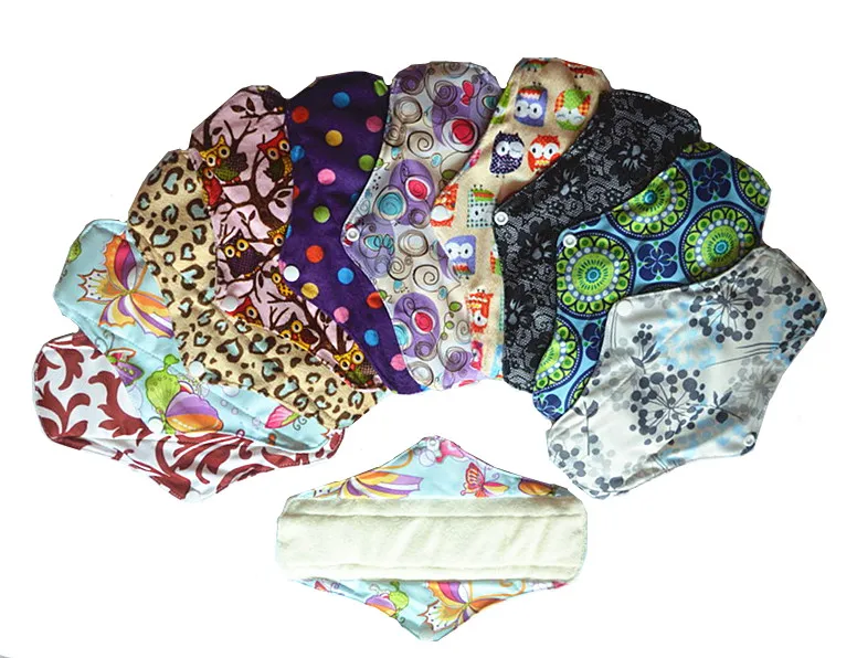 

[Sigzagor] 10 Medium Regular Reusable Washable BAMBOO Mama Cloth Pads, Menstrual Sanitary Pads,Light Flow M 10in 25cm 26 Designs